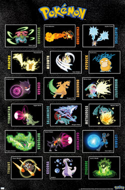 Pokemon "18 Moves" Wall Chart Poster - Trends International