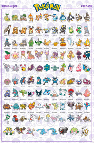 Pokemon Sinnoh Region Characters Species #387-493 Wall Chart Poster - GB Eye 2023