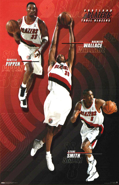 Portland Trail Blazers "Super Trio" Poster (Pippen, Wallace, Smith) - Costacos 2000