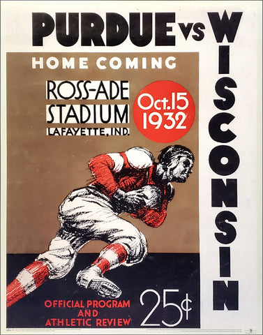 Purdue Boilermakers vs. Wisconsin 1932 Vintage NCAA Program Cover Poster Reproduction - Asgard Press