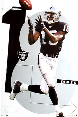 Randy Moss "Silver and Black" Oakland Raiders NFL Action Poster - Costacos 2005