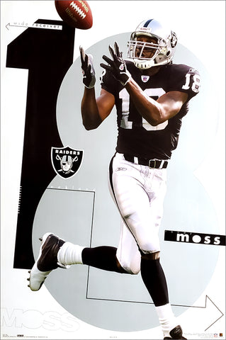 Randy Moss "Silver and Black" Oakland Raiders NFL Action Poster - Costacos 2005