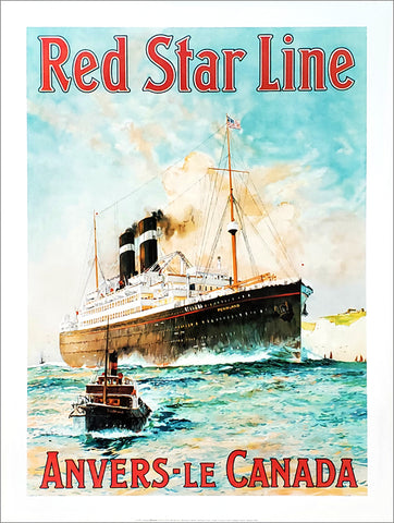 Red Star Line SS Pennland "Antwerp-to-Canada" (1927) Vintage Ocean Liner Travel Poster Reproduction