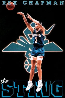 Rex Chapman "The Sting" Charlotte Hornets 1991 NBA Basketball Theme Action Poster - Costacos Final Stock Collection