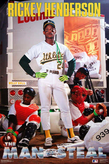 Rickey Henderson "The Man of Steal (Getaway Truck)" Oakland A's Vintage Original 1991 MLB Theme Poster - Costacos Final Stock Collection