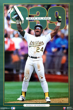 Rickey Henderson "939" (Stolen Base Record) Oakland A's Poster - Costacos 1991