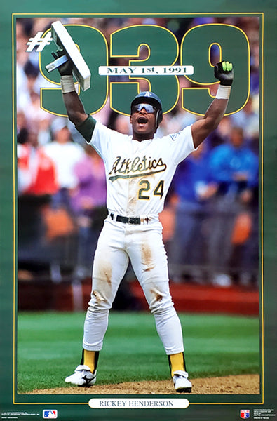rare rickey henderson cards Rickey Henderson "939" (Stolen Base Record) Oakland A's Poster