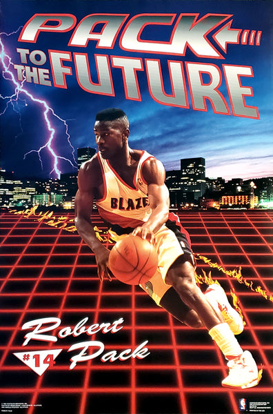 Robert Pack "Pack to the Future" Portland Trail Blazers 1992 NBA Theme Action Poster - Costacos Final Stock Collection