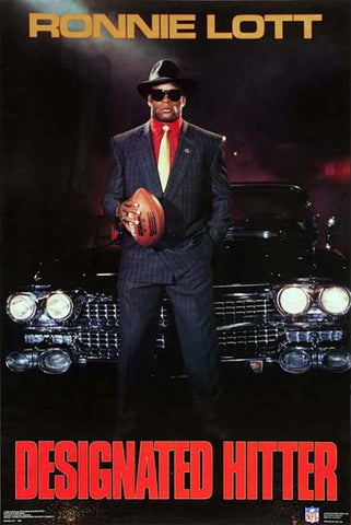 Ronnie Lott "Designated Hitter" San Francisco 49ers Vintage Original 1988 NFL Theme Poster - Costacos Final Stock Collection