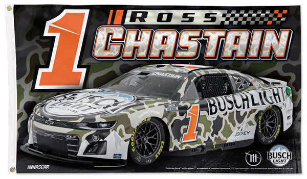 Ross Chastain NASCAR #1 CAMO Busch Light Chevrolet (2024) Official 3'x5' Deluxe Flag - Wincraft Inc.