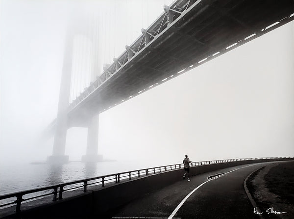 Verrazano Bridge Foggy Runner by Henri Silberman Premium Poster Print - W&G