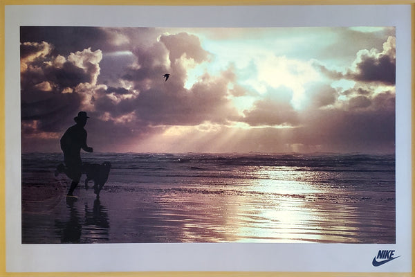 Nike Running "Man Running with Dog on Beach" Vintage Original 1982 Poster - Nike Inc. - LAST ONE