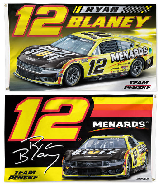 Ryan Blaney NASCAR Menards #12 Official HUGE 3'x5' Deluxe-Edition 2-Sided FLAG - Wincraft 2024