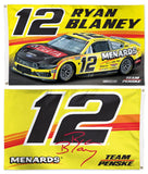 Ryan Blaney NASCAR Menards #12 Official HUGE 3'x5' Deluxe-Edition 2-Sided FLAG - Wincraft 2026