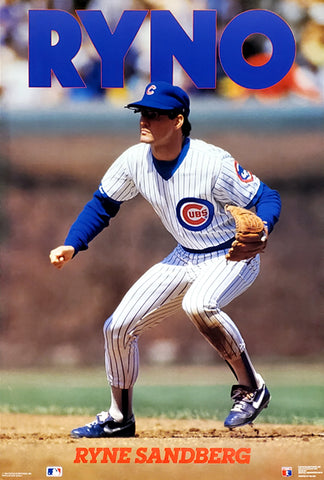 Ryne Sandberg "RYNO" (1990) Chicago Cubs 24x36 MLB Baseball Action Poster - Costacos Brothers