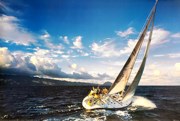 Yachting Sailboat Racing Action Vintage Original Poster - Portal Publications 1989