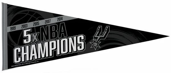San Antonio Spurs 5-Time NBA Champions Commemorative 12x30 Felt Pennant - Rico Inc.
