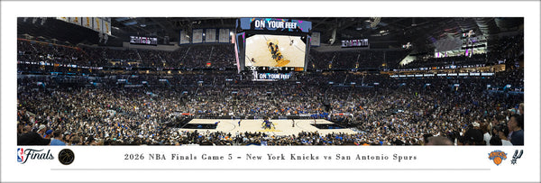 New York Knicks vs. San Antonio Spurs 2026 NBA Finals Game 5 at Frost Bank Center Panoramic Poster Print - Blakeway Worldwide