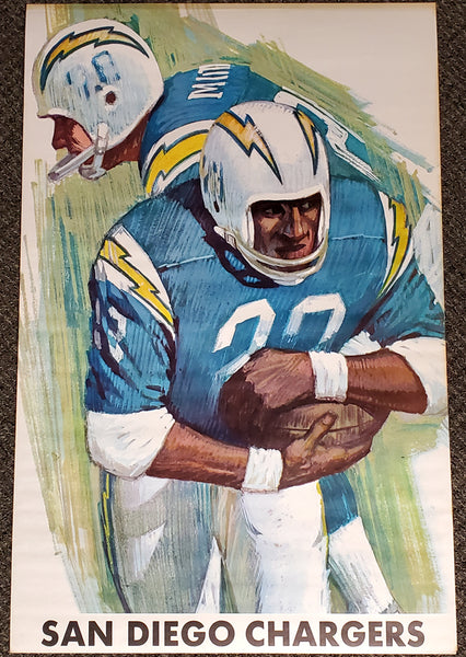Vintage AFL 1966 SAN DIEGO CHARGERS Dave Boss NFL Football Theme Art 24x36 POSTER