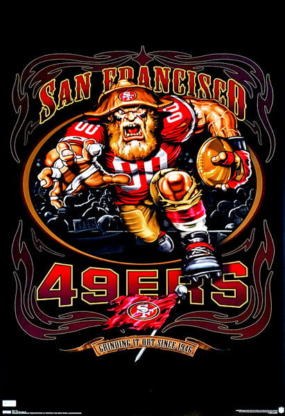 San Francisco 49ers "Grinding it Out" Theme Art Poster - Costacos/Liquid Blue