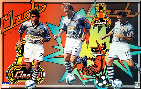 San Jose Clash MLS Soccer Superstars Poster (Cerritos, Doyle, Wynalda) - Starline 1997