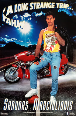 Sarunas Marciulionis "Long Strange Trip" Golden State Warriors 1991 NBA Theme Poster - Costacos Final Stock Collection