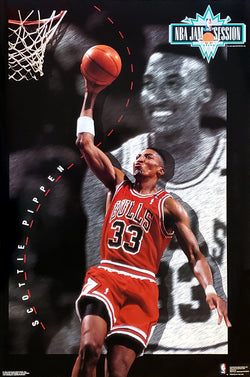 Scottie Pippen "NBA Jam Session" Chicago Bulls 1993 NBA Action Poster - Costacos Final Stock Collection