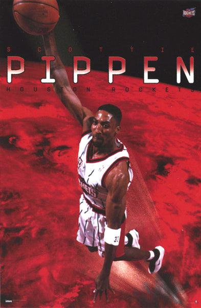 Scottie Pippen "Rocket Launch" Houston Rockets NBA Action Poster - Costacos 1999
