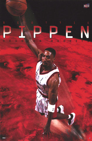 Scottie Pippen "Rocket Launch" Houston Rockets NBA Action Poster - Costacos 1999