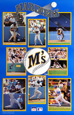 Seattle Mariners "Superstars" 8-Player MLB Action Poster (1988) - Starline Inc.