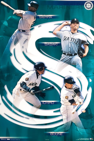 Seattle Mariners "Big Four" Poster (Ichiro, Sasaki, Boone, Sierra) - Costacos 2002