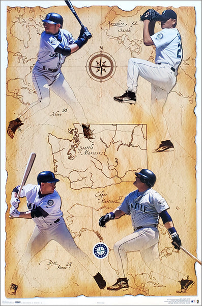 Seattle Mariners "Pacific Northwest" Poster (Ichiro, Sasaki, Boone, Edgar Martinez) - Costacos 2003