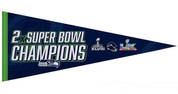 Seattle Seahawks 2-Time Super Bowl Champions Premium Felt Collector's Pennant - Rico Inc.