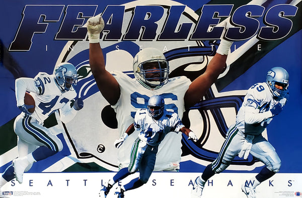 Seattle Seahawks "Fearless" (1994) NFL Football 4-Player Action Poster - Costacos Final Stock Collection
