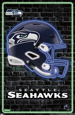 Seattle Seahawks Official NFL Football Team Logo, Helmet and Script Poster - Costacos Sports