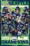 Seattle Seahawks Super Bowl LX (2026) CHAMPIONS 10-Player Commemorative Poster - Costacos Sports