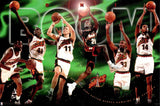 Seattle Supersonics "Sonic BOOM" (1996) Poster (Kemp, Payton, Schrempf, Hawkins, McMillan, Perkins) - Costacos Final Stock Collection