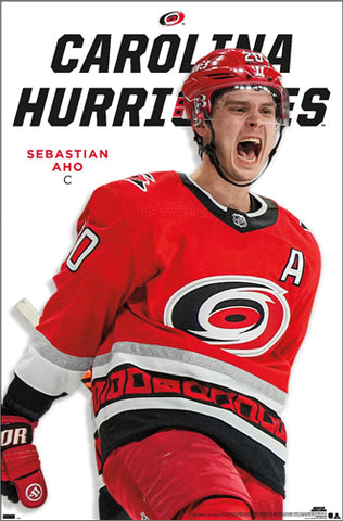 Sebastian Aho "Celebrate" Carolina Hurricanes NHL Hockey Action Poster - Costacos 2023