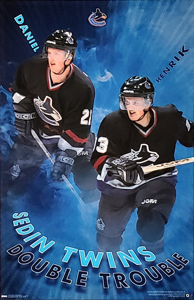 Henrik and Daniel Sedin "Double Trouble" Vancouver Canucks NHL Action Poster - Costacos 2000