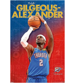 Shai Gilgeous-Alexander "Action" Oklahoma City Thunder NBA Basketball Official Poster - Costacos 2026