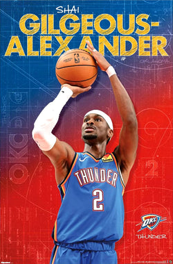 Shai Gilgeous-Alexander "Action" Oklahoma City Thunder NBA Basketball Official Poster - Costacos 2026