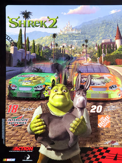 NASCAR SHREK 2 Tony Stewart and Bobby Labonte Cars Commemorative Poster - Action Collectibles 2004