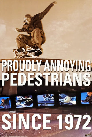 Skateboarding Action "Proudly Annoying Pedestrians" Poster - Portal Publications