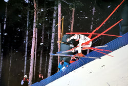 Skiing "Race Over" Downhill Ski Crash Poster - Pomegranate Publishing