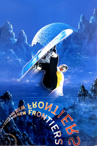 Snowboarding "New Frontiers" Fantasy Terrain Snow Sports Action Poster - Verkerke