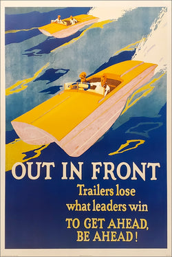 Vintage Speedboat Racing "Out In Front" Vintage Motivational Poster - ISI