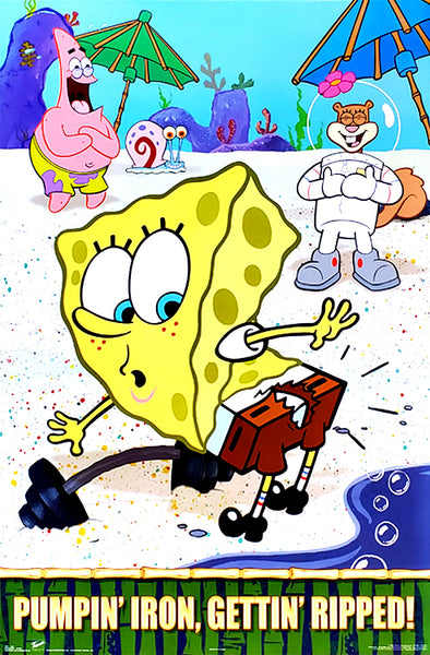 SpongeBob "Gettin' Ripped" Fitness Gym Humor Poster - Trends 2005
