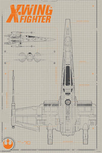 Star Wars X-Wing Starfighter T-70 Incom-Freitek Feature Sheet 24x36 Poster (Ep. 7 - 2015)
