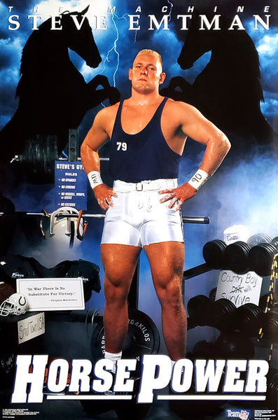 Steve Emtman "Horse Power" Indianapolis Colts Vintage Original 1992 NFL Theme Poster - Costacos Final Stock Collection
