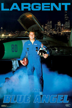 Steve Largent "The Blue Angel" Seattle Seahawks Vintage Original 1986 NFL Theme Poster - Costacos Final Stock Collection